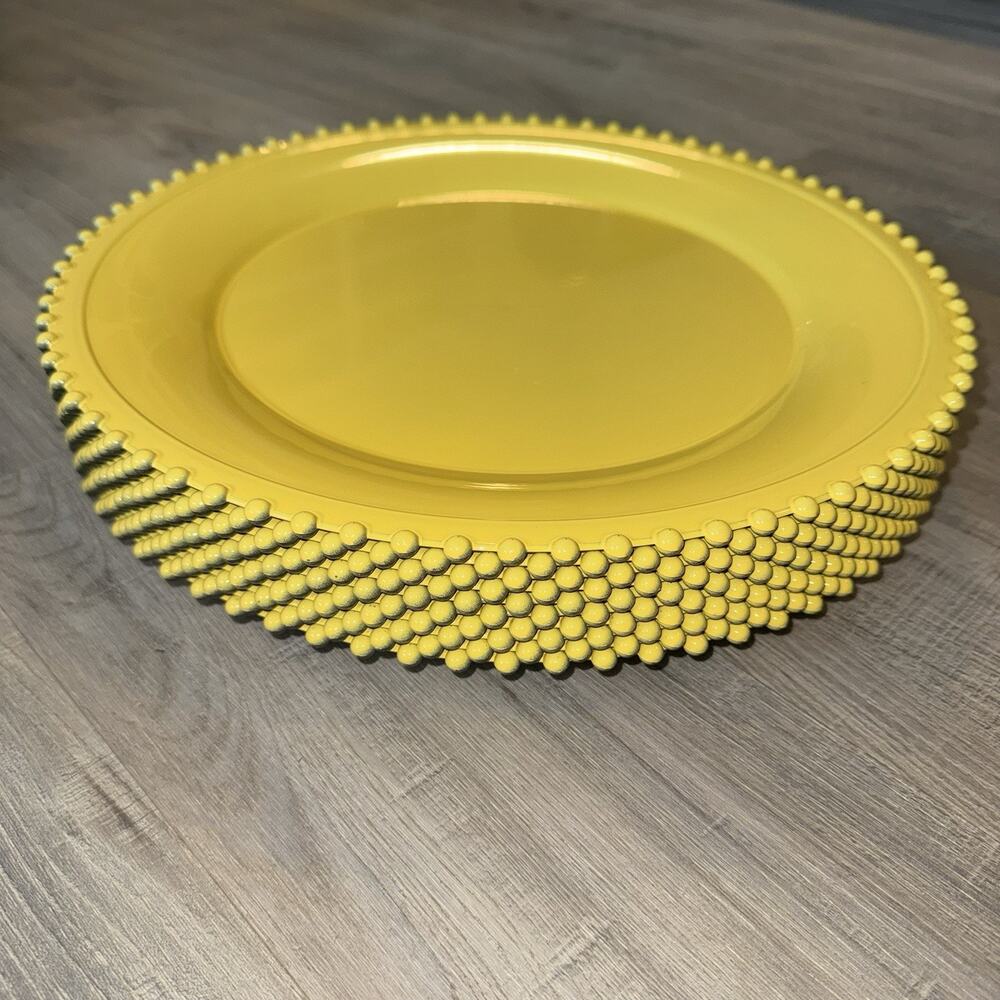 Hobby Lobby Spring Shop Yellow Beaded Charger Plates 13” Set of 10 Table Decor